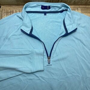 Stitch Golf Quarter Zip Pullover Sweatshirt Light Blue Elbow Patches Men's XL